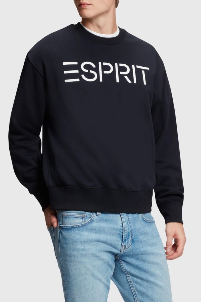 Pánské Mikiny Esprit Logo Černé | MUC659243