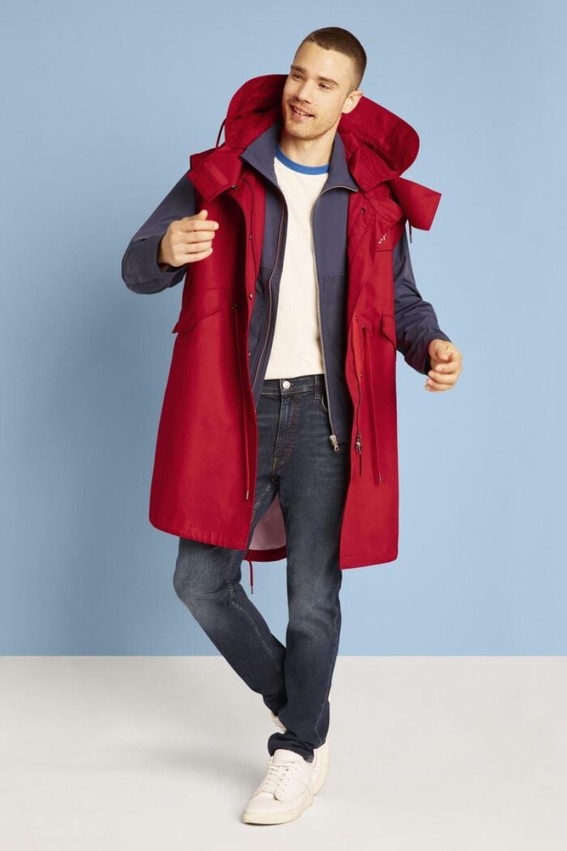 Pánské Parka Esprit Detachable Sleeve S Kapucí Tmavě Červené | ZUB164059