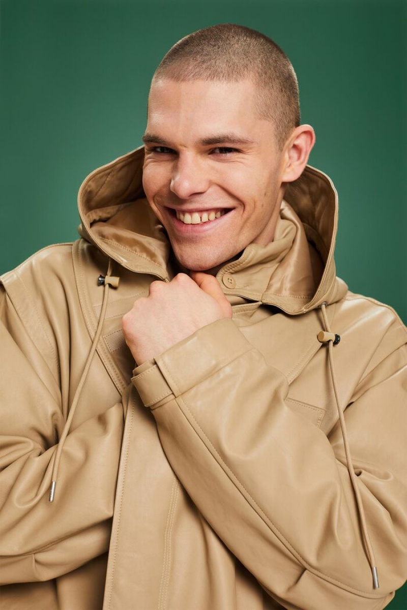 Pánské Parka Esprit Multi-functional Læder Béžový | OLW836425