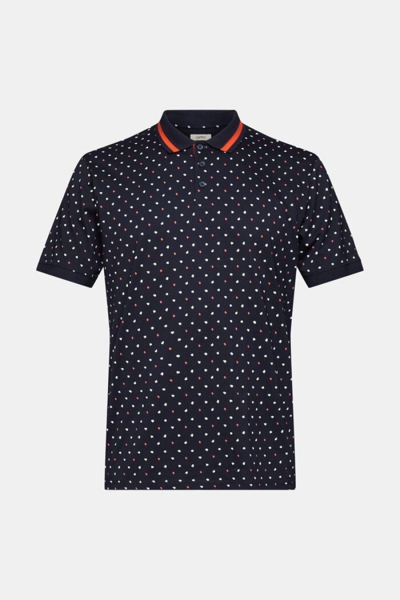 Pánské Polo Triko Esprit All-over Pattern Tmavě Blankyt | JAH405198