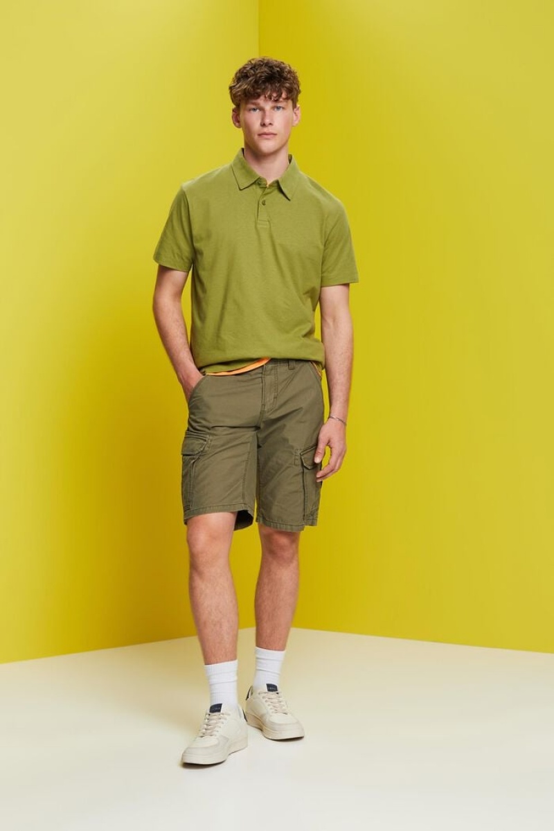 Pánské Polo Triko Esprit Bavlněné-linen Blend Zelene | XGZ481597