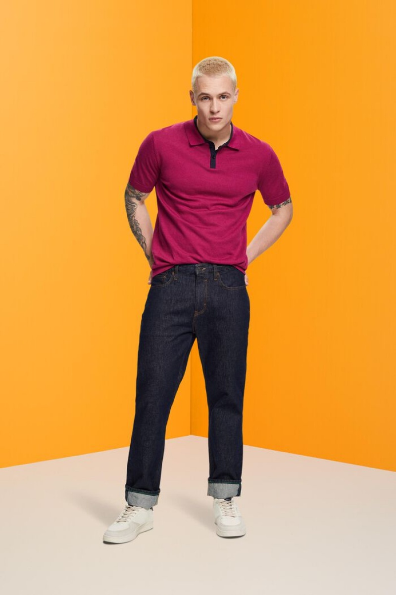 Pánské Polo Triko Esprit Blended Tencel And Sustainable Bavlněné Tmavě Růžové | QFV306147