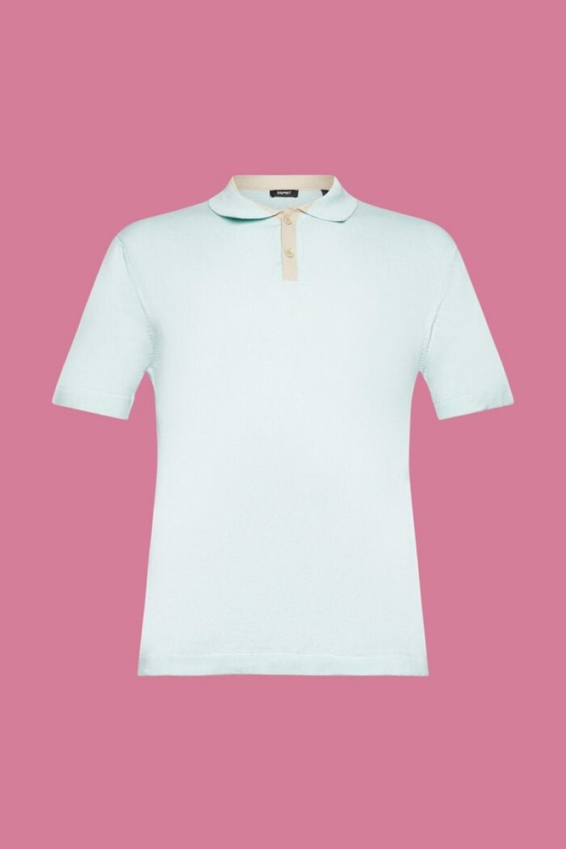 Pánské Polo Triko Esprit Blended Tencel And Sustainable Bavlněné Světle Tyrkysové Zelene | QFD860271