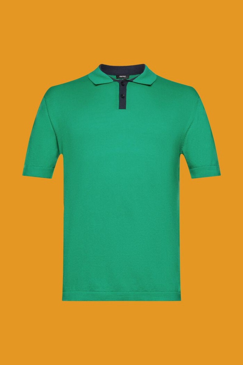 Pánské Polo Triko Esprit Blended Tencel And Sustainable Bavlněné Zelene | STH475839