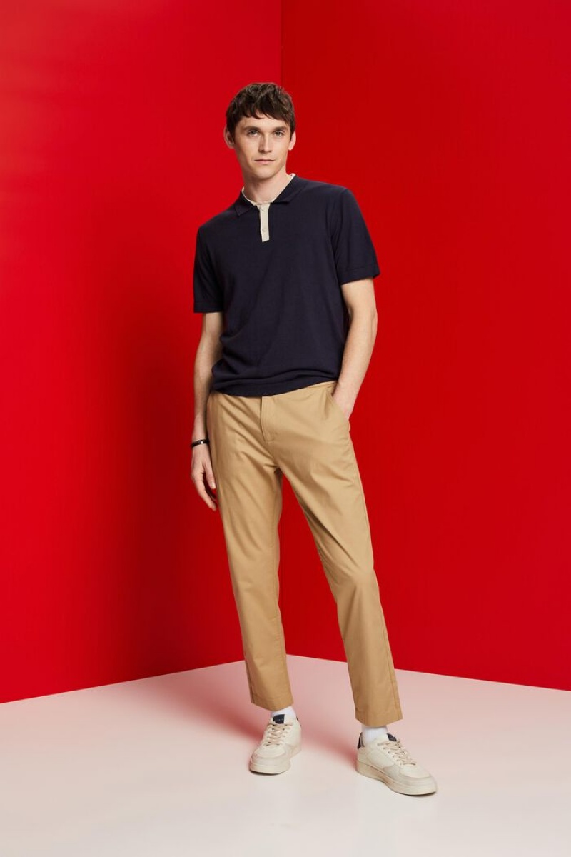 Pánské Polo Triko Esprit Blended Tencel And Sustainable Bavlněné Tmavě Blankyt | NPV149378