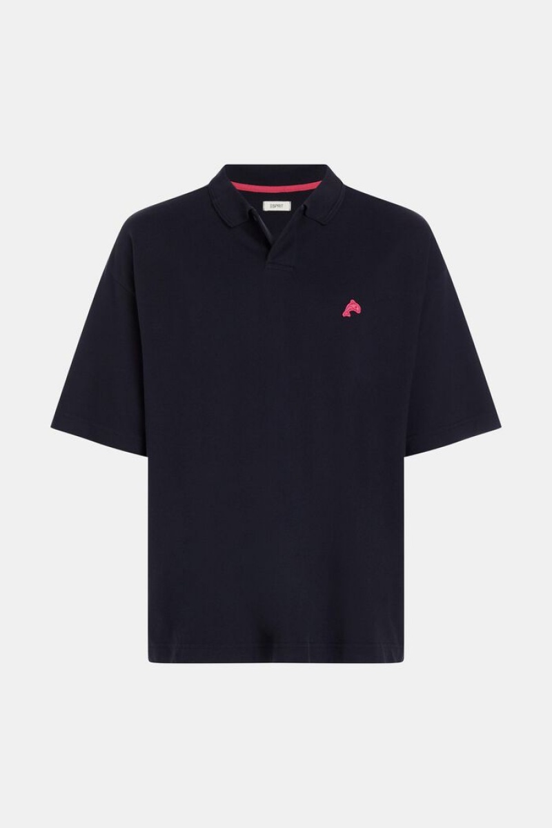 Pánské Polo Triko Esprit Dolphin Tenisové Club Relaxed Černé | FVD594021