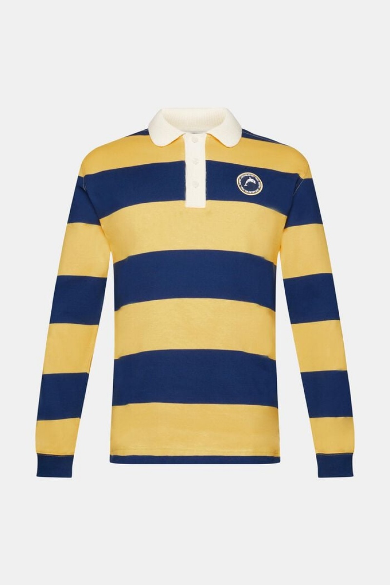 Pánské Polo Triko Esprit Pruhovaný Rugby Žluté | NCU956783