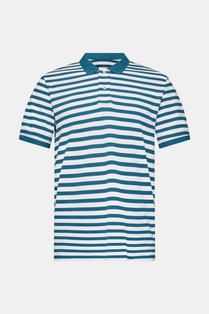 Pánské Polo Triko Esprit Pruhovaný Slim Fit Blankyt | YIP049568