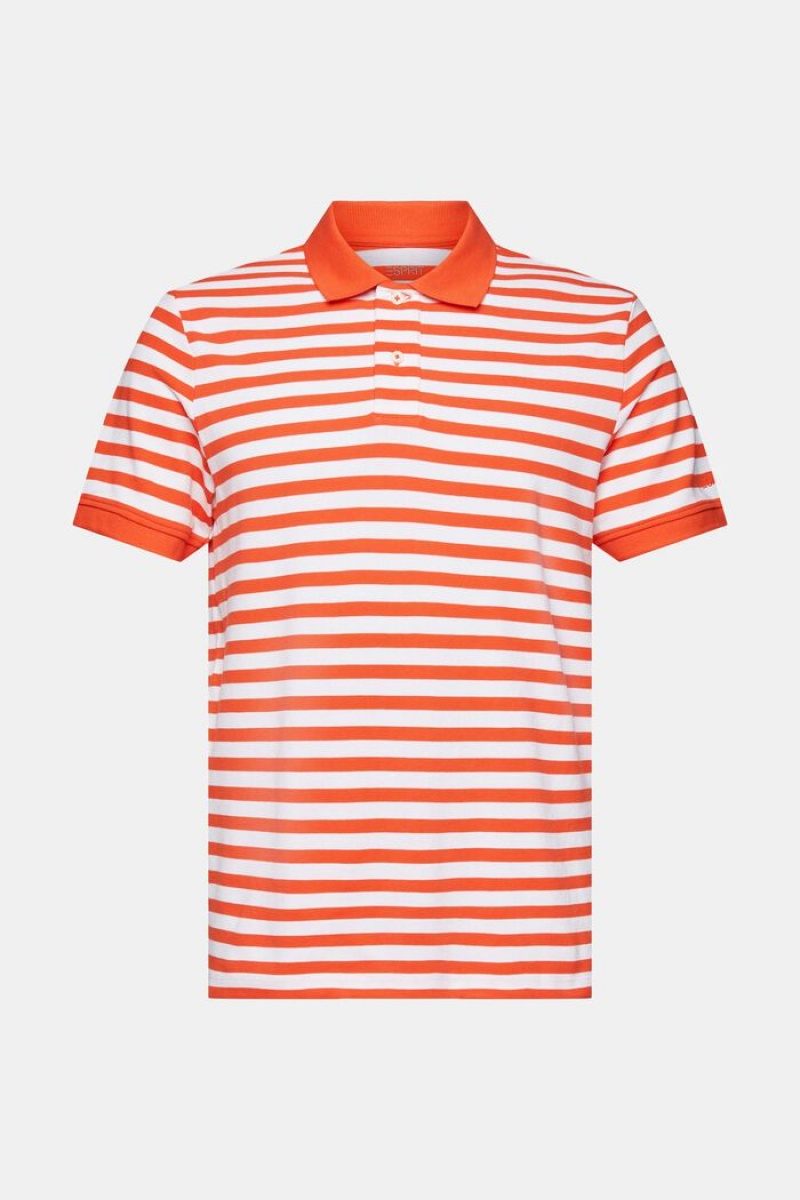 Pánské Polo Triko Esprit Pruhovaný Slim Fit Oranžové Červené | WVD520746