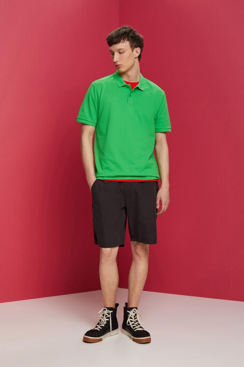 Pánské Polo Triko Esprit Slim Fit Bavlněné Pique Zelene | WJF306758