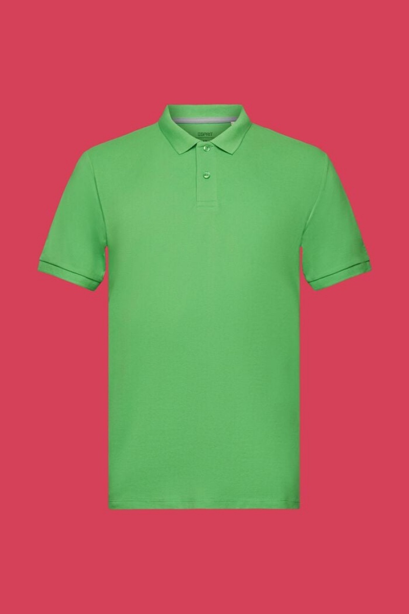 Pánské Polo Triko Esprit Slim Fit Bavlněné Pique Zelene | WJF306758