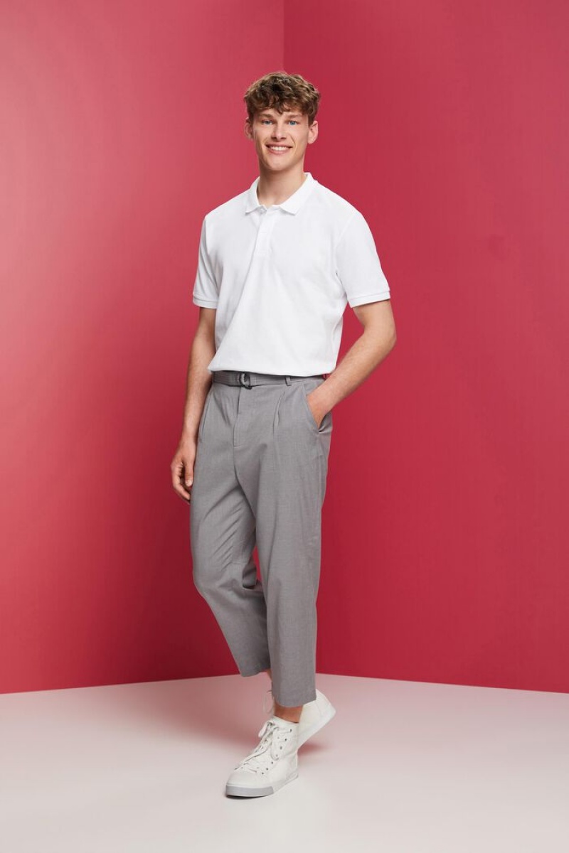 Pánské Polo Triko Esprit Slim Fit Bavlněné Pique Bílé | FOA934826