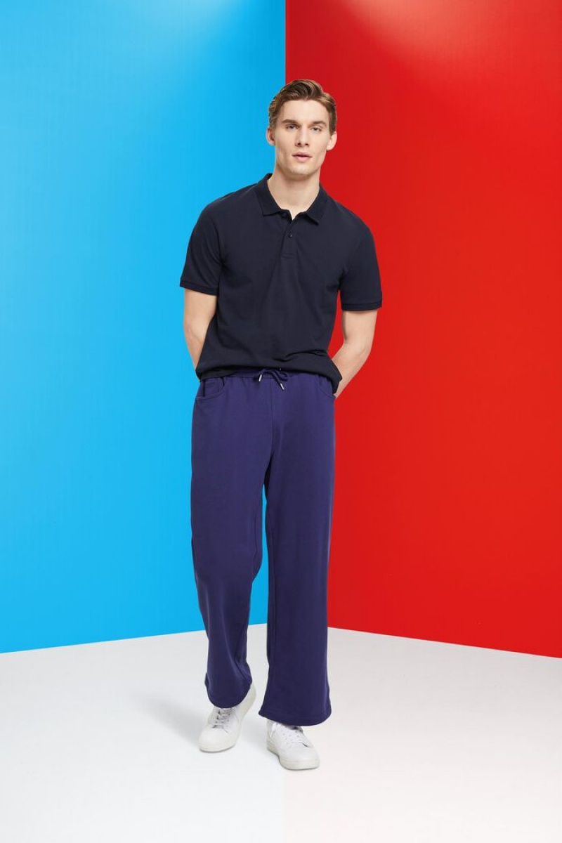 Pánské Polo Triko Esprit Slim Fit Bavlněné Pique Tmavě Blankyt | GKB809672