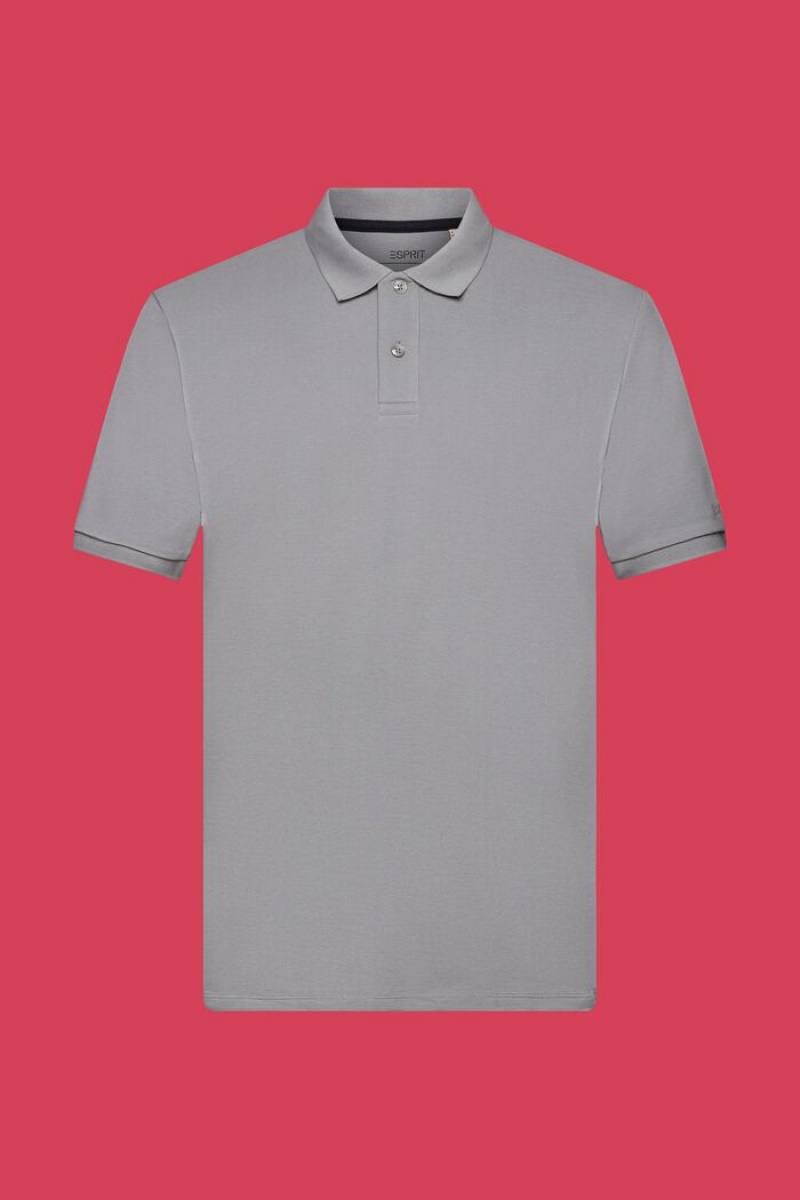 Pánské Polo Triko Esprit Slim Fit Bavlněné Pique Šedé | GLQ657480