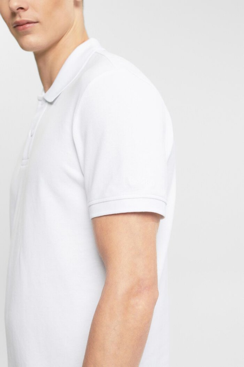 Pánské Polo Triko Esprit Slim Fit Bílé | CVL503871