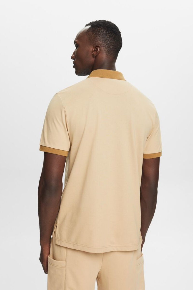 Pánské Polo Triko Esprit Two-tone Piqué Hnědé | OUV043598