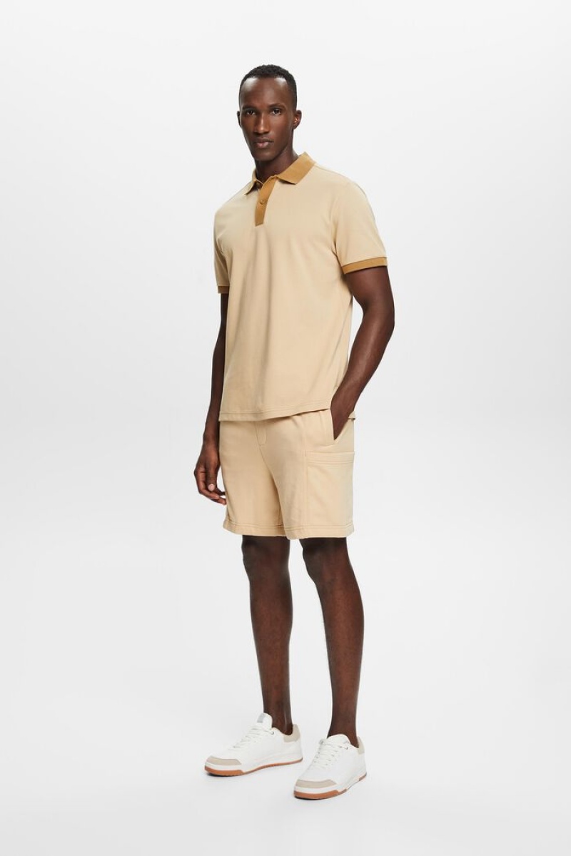 Pánské Polo Triko Esprit Two-tone Piqué Hnědé | OUV043598