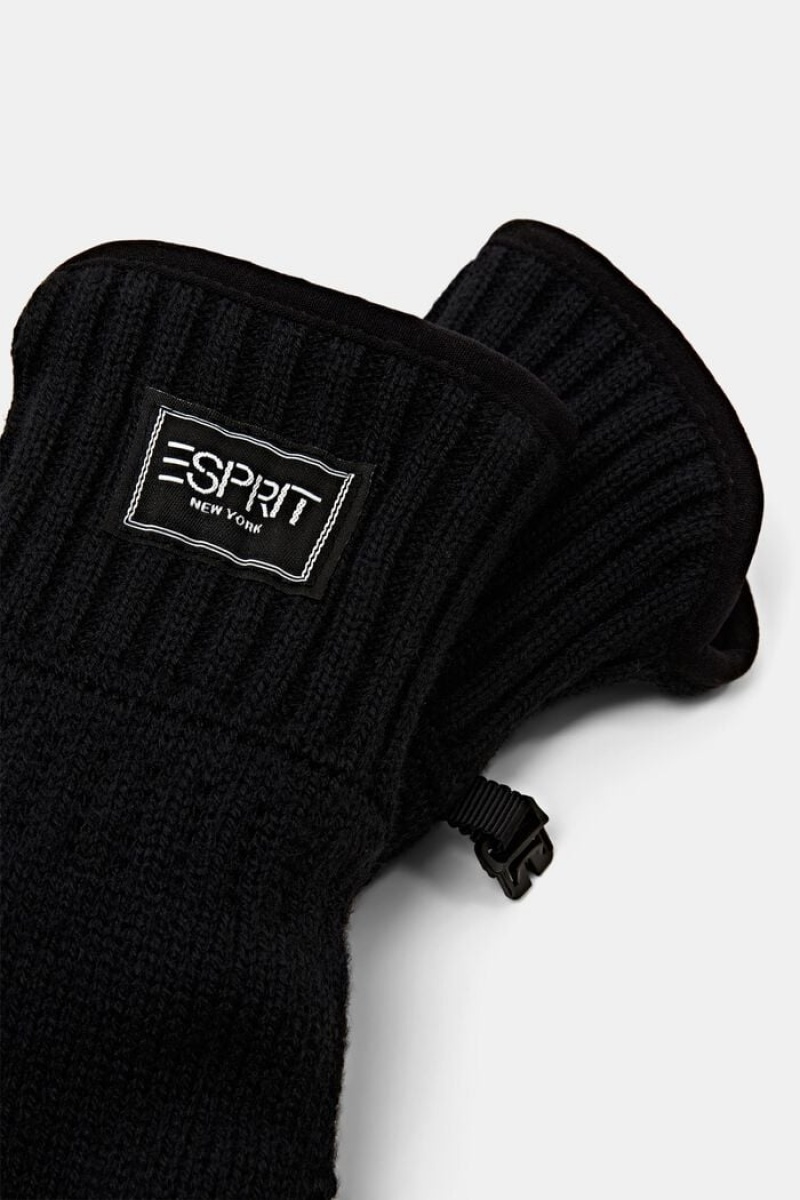 Pánské Rukavice Esprit Fleece-lined Knit Gloves Černé | UVB485690