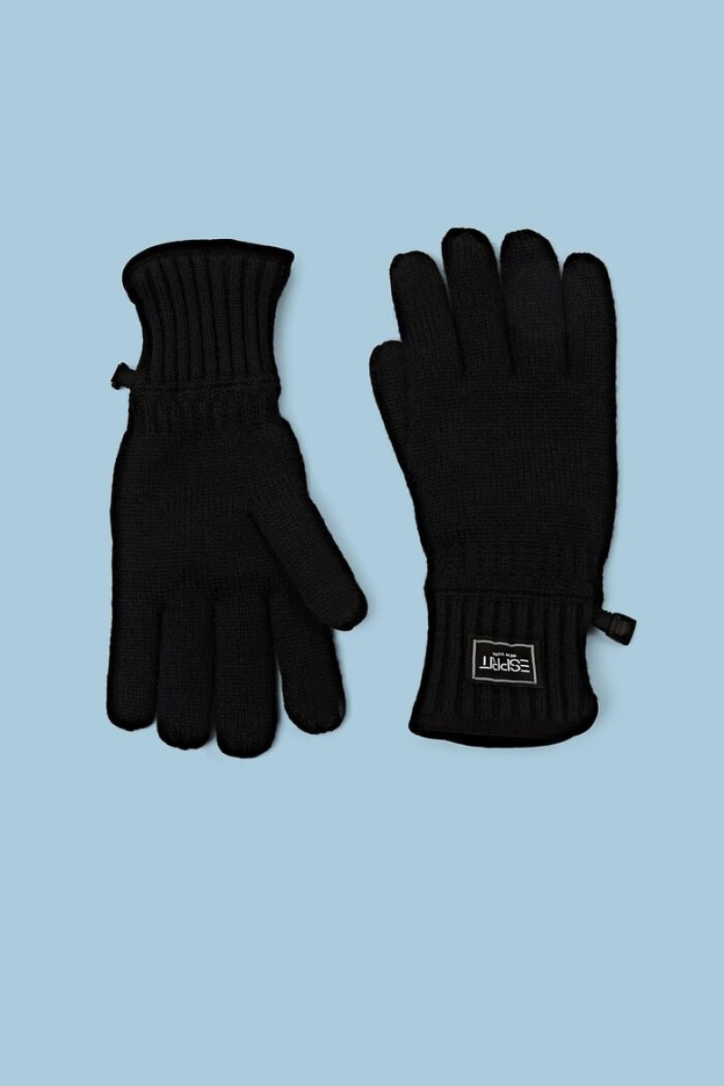 Pánské Rukavice Esprit Fleece-lined Knit Gloves Černé | UVB485690