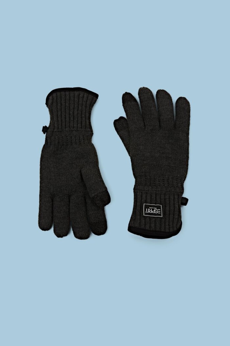 Pánské Rukavice Esprit Fleece-lined Knit Gloves Tmavě Šedé | DTO843750