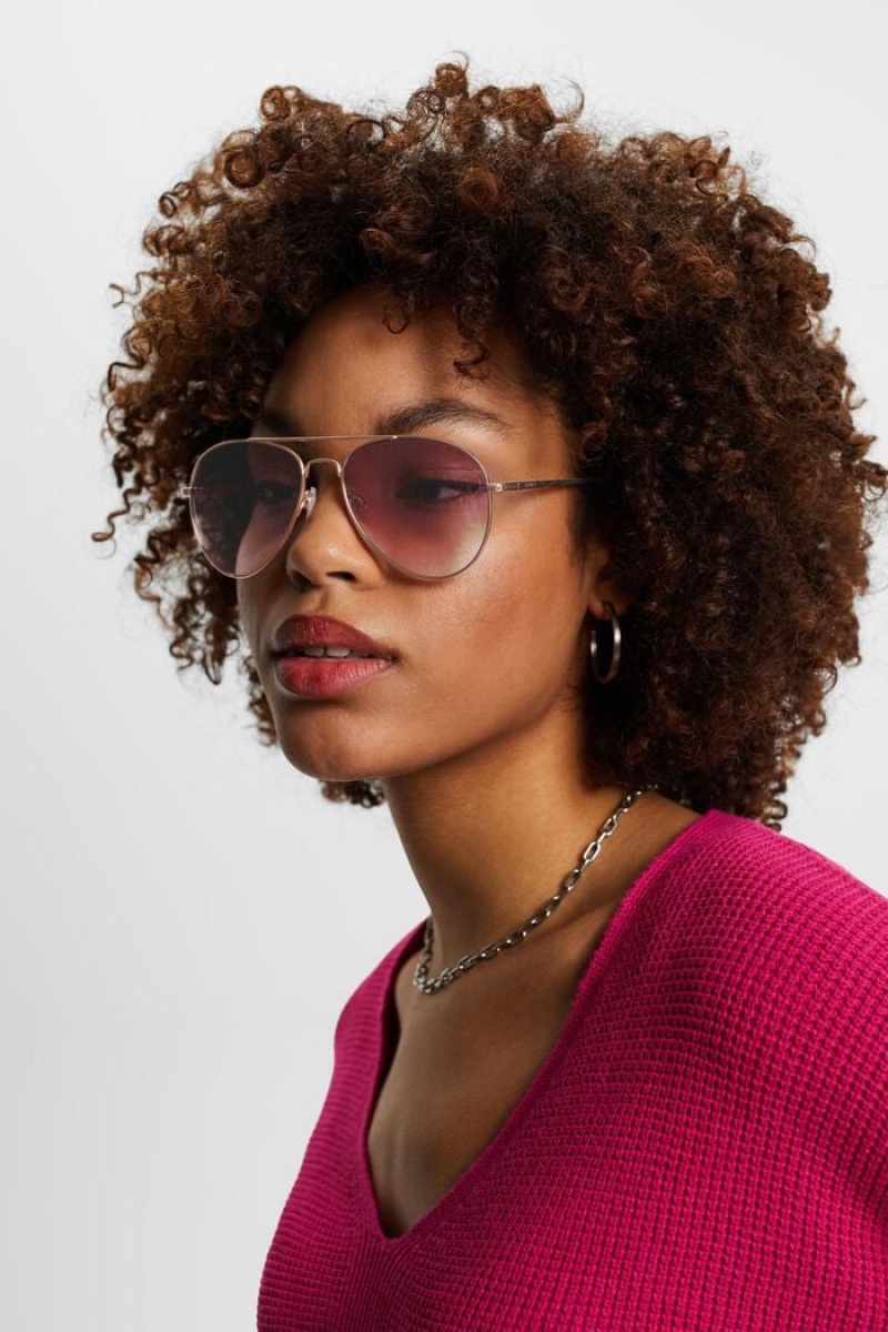 Pánské Sluneční Brýle Esprit Aviator With Rose Tinted Lenses Růžové | SQR315609