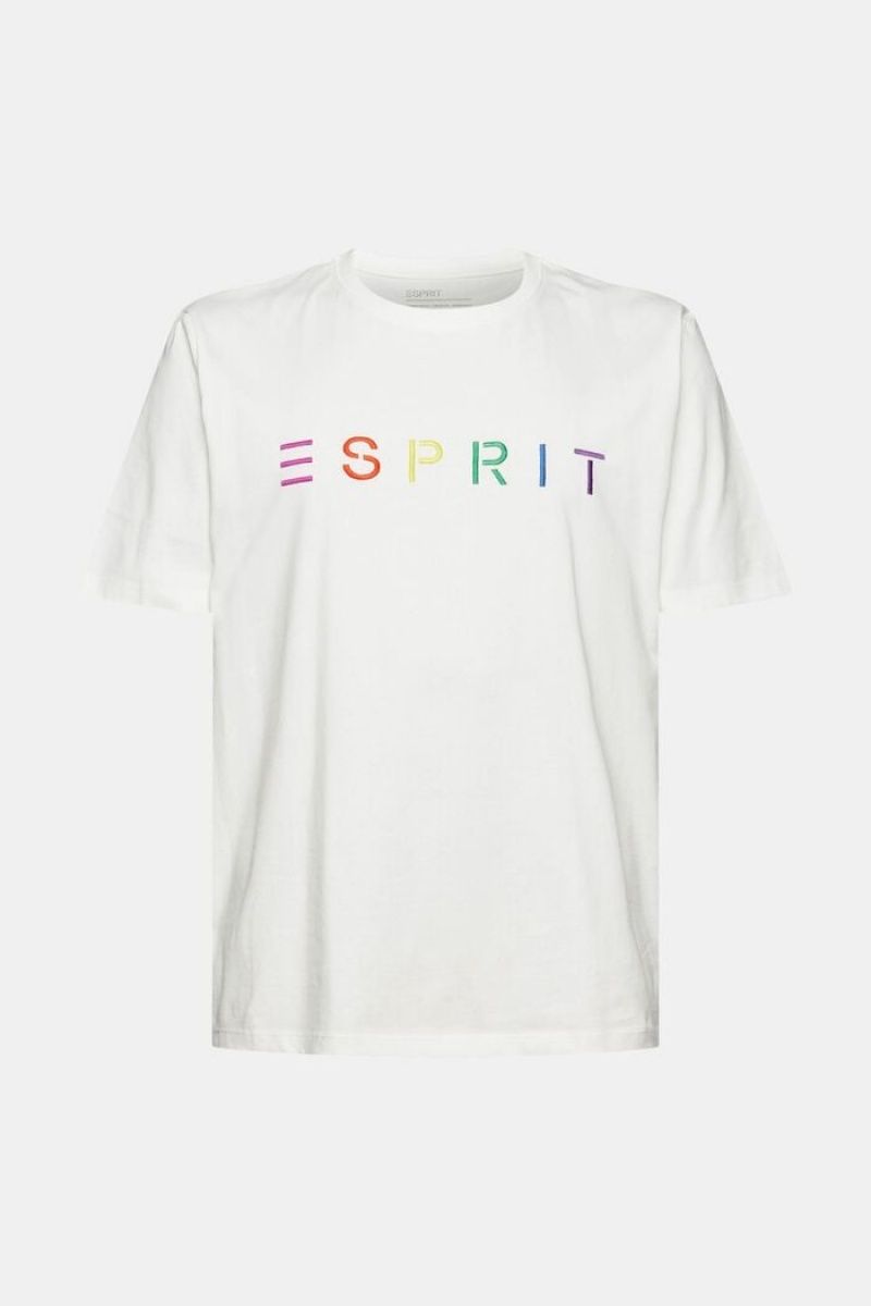 Pánské Tričko Esprit Embroidered Logo Bílé | SQU726451