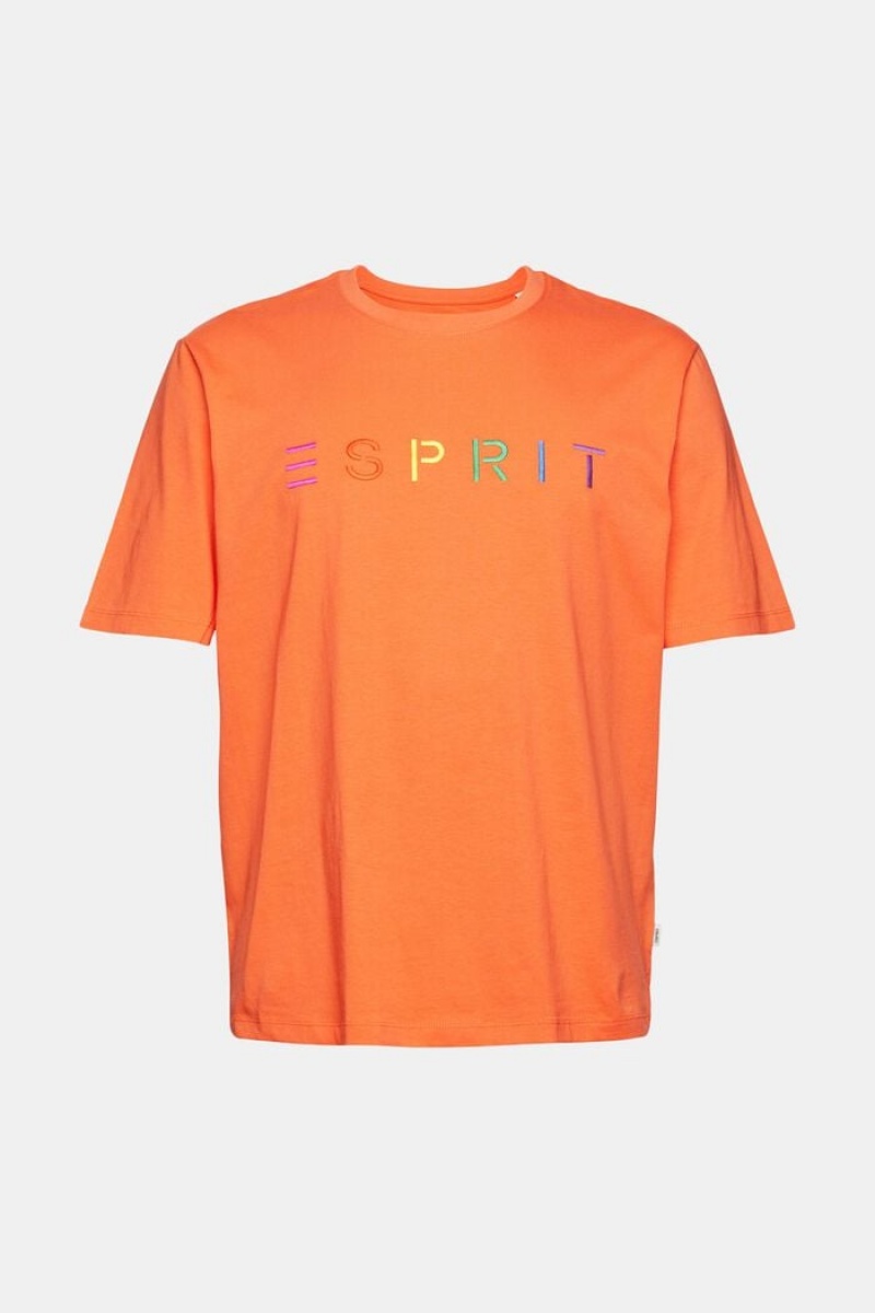 Pánské Tričko Esprit Embroidered Logo Světle Oranžové | XMP184376