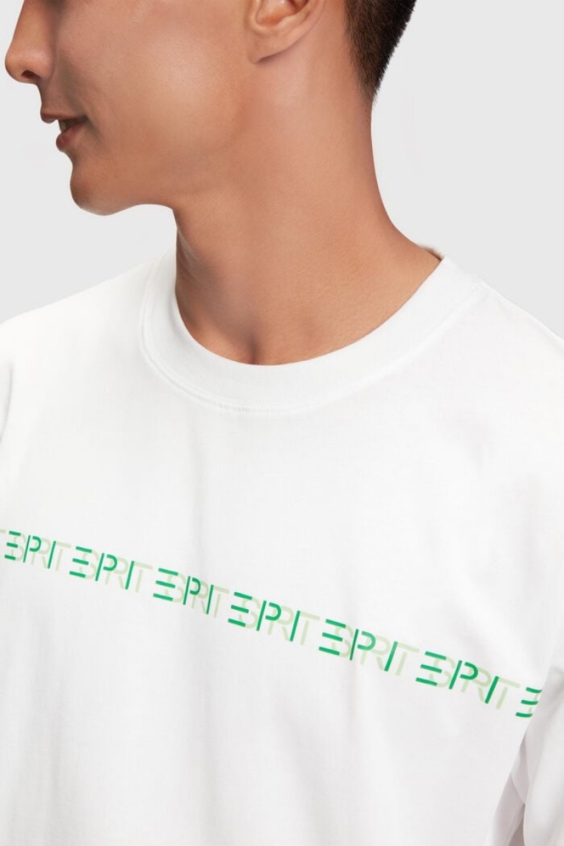 Pánské Tričko Esprit Grafická Reunion Logo Crewneck Tee Bílé | LXB206914