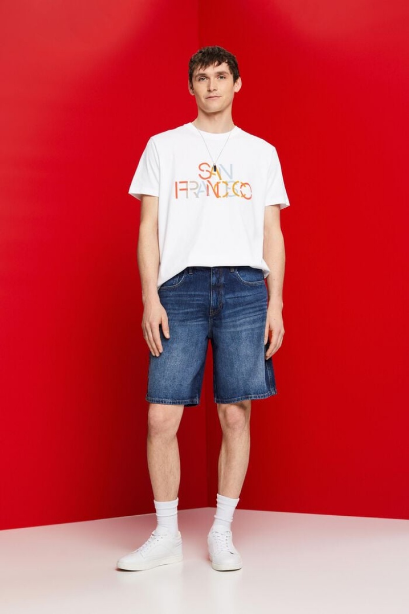 Pánské Tričko Esprit Logo Print Bavlněné Bílé | ZAJ156874