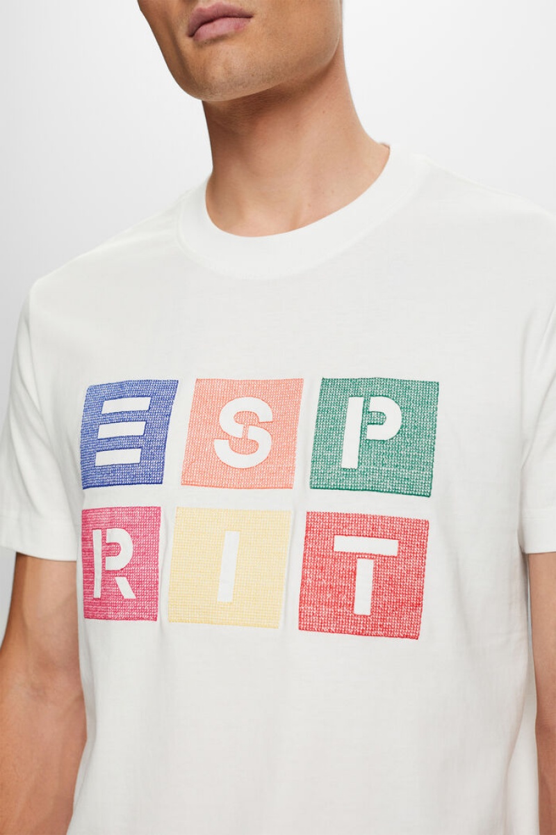 Pánské Tričko Esprit Logo Print Bavlněné Bílé | OPM408719