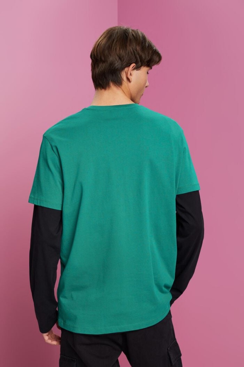 Pánské Tričko Esprit Sustainable Bavlněné With Chest Pocket Tyrkysové Zelene | PNA248153