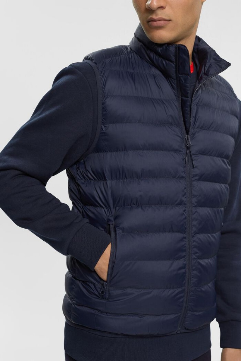 Pánské Vesta Esprit Puffer Tmavě Blankyt | VJS829170